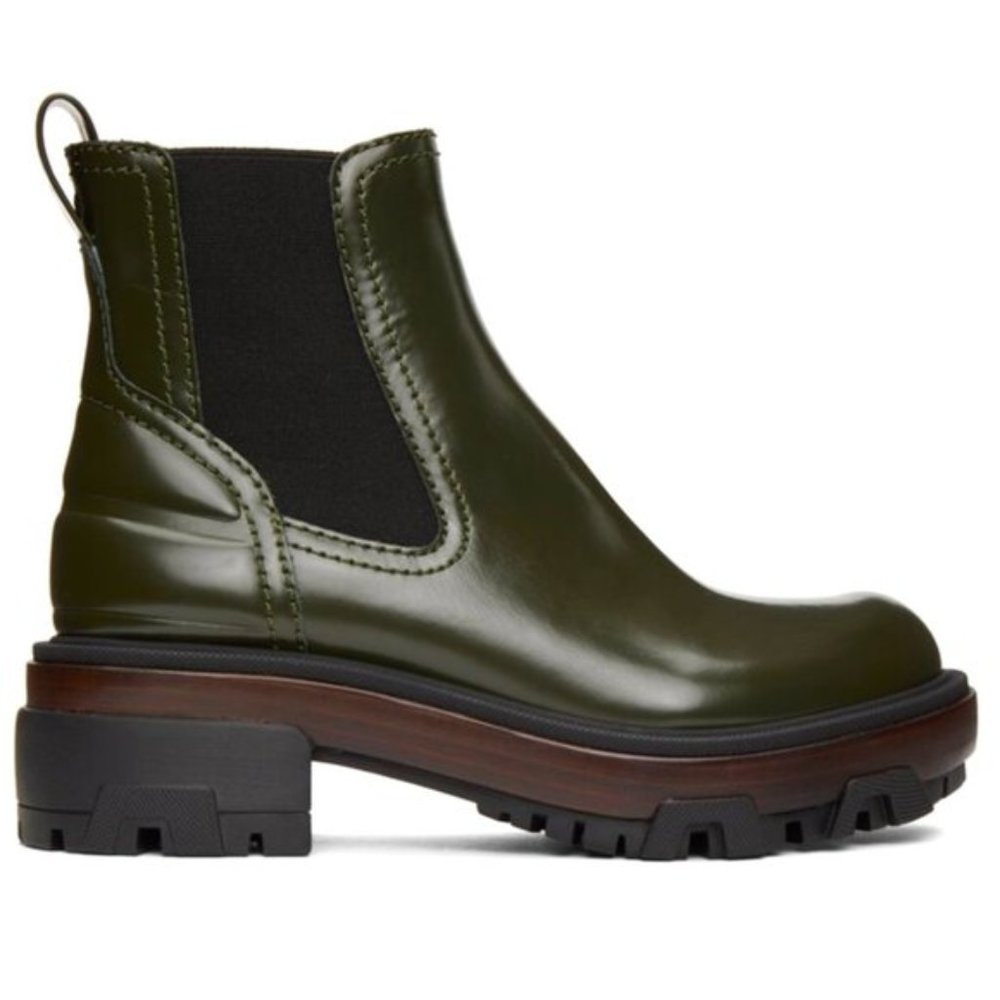 Rag & Bone Shaye Lug Sole Rubber Chelsea Boot Legion Green Leather 39;  9
